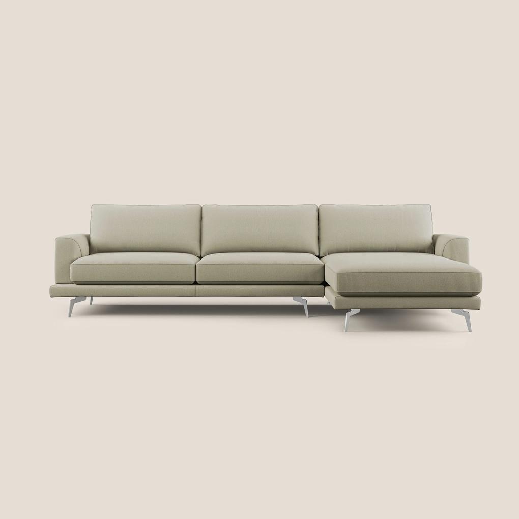 Dorian divano moderno angolare con penisola in tessuto morbido antimacchia T05 panna 288 cm Sinistro