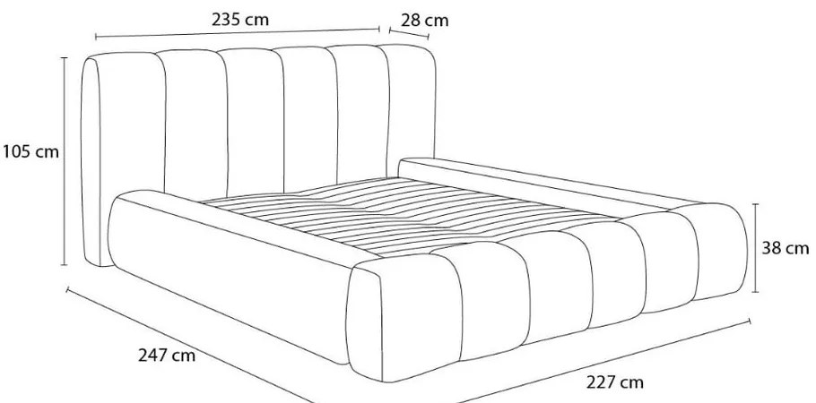 Letto matrimoniale imbottito in grigio chiaro con contenitore con rete inclusa 180x200 cm Denali – Bobochic Paris