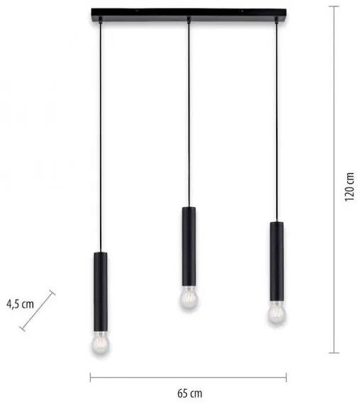 Leuchten Direkt 15618-18 - Lampadario a sospensione con filo BRUNA 3xE27/60W/230V nero
