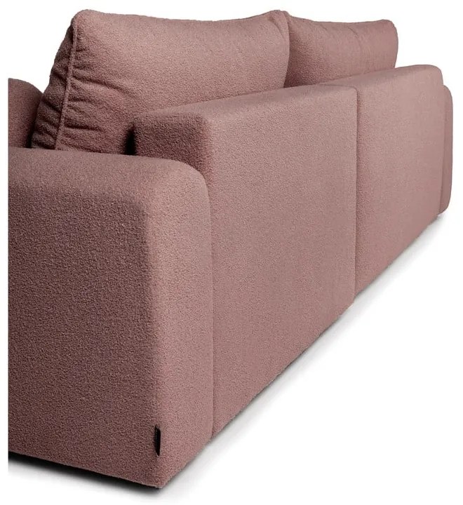 Divano angolare in rosa chiaro allungabile (con penisola a destra) con rivestimento in bouclé Quinoa – Bonami Selection