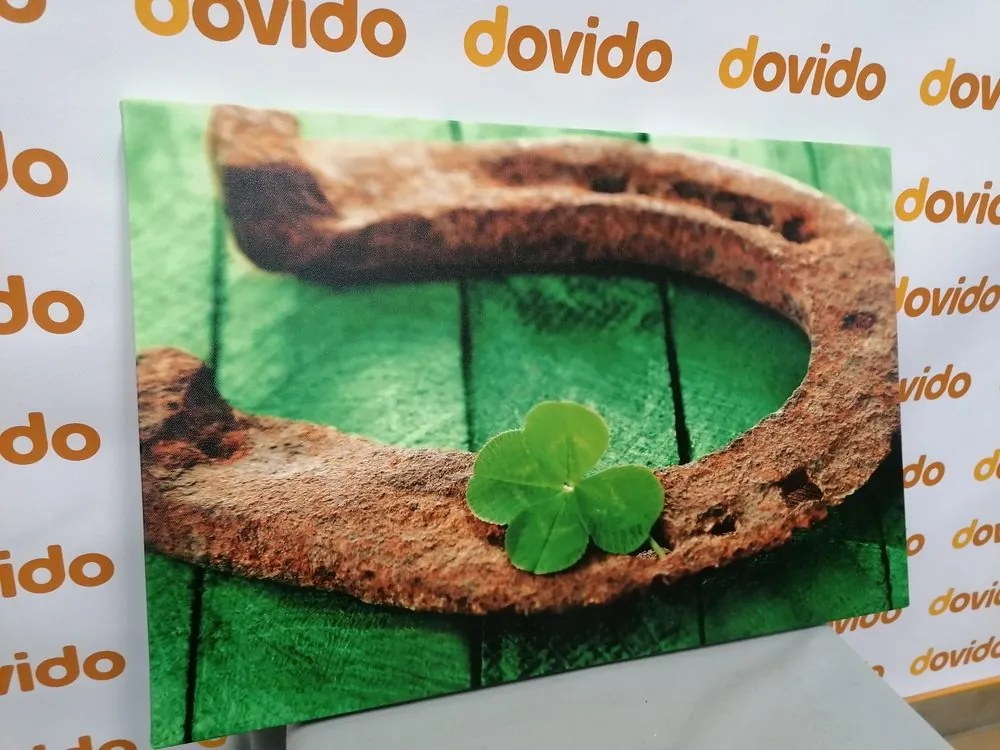 Stampa su tela – Ferro di cavallo e quadrifoglio per fortuna