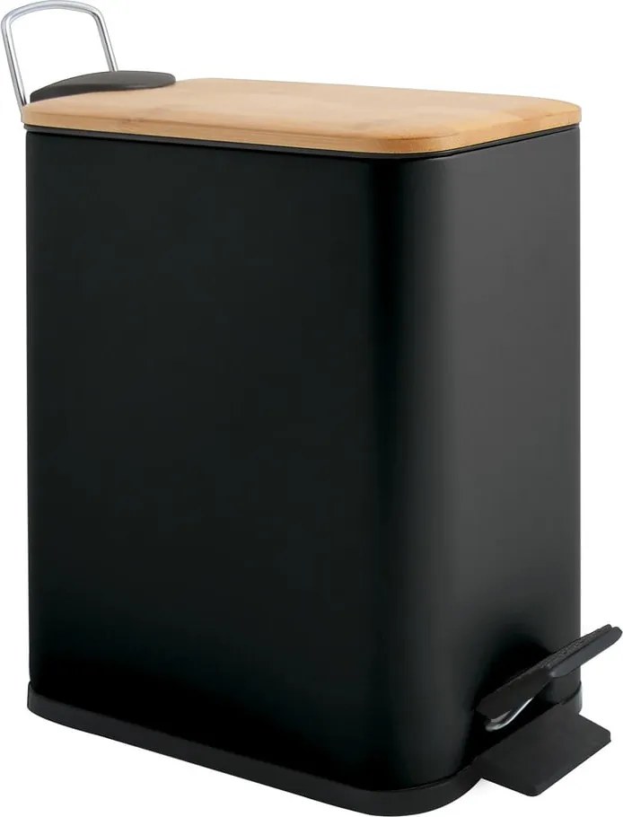 Cestino per la spazzatura nero opaco in acciaio con pedale 5 l Erik – Spirella