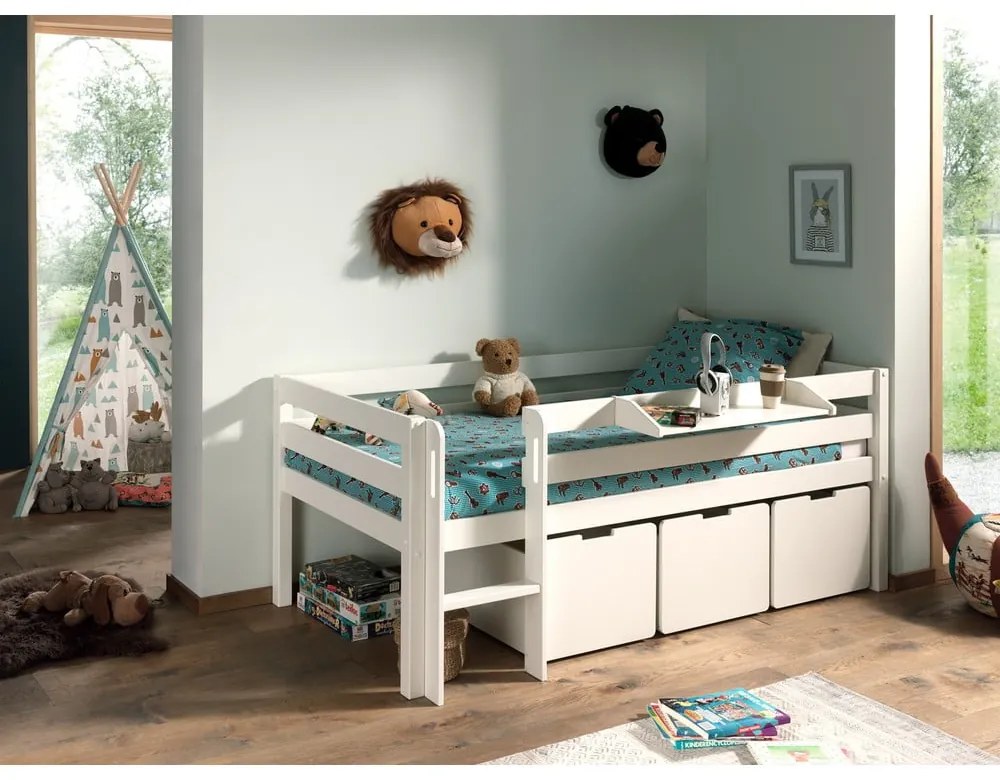 Cassetti bianchi sotto il letto dei bambini 3 pezzi Pino - Vipack