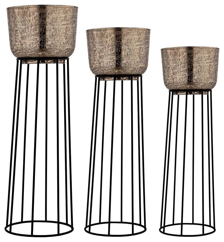 Eglo 428095 - SET 3x Vaso da fiori in metallo OKAYAMA nero/oro