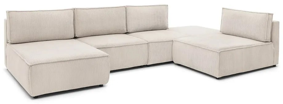 Divano angolare in velluto a coste variabile crema Nihad modular - Bobochic Paris