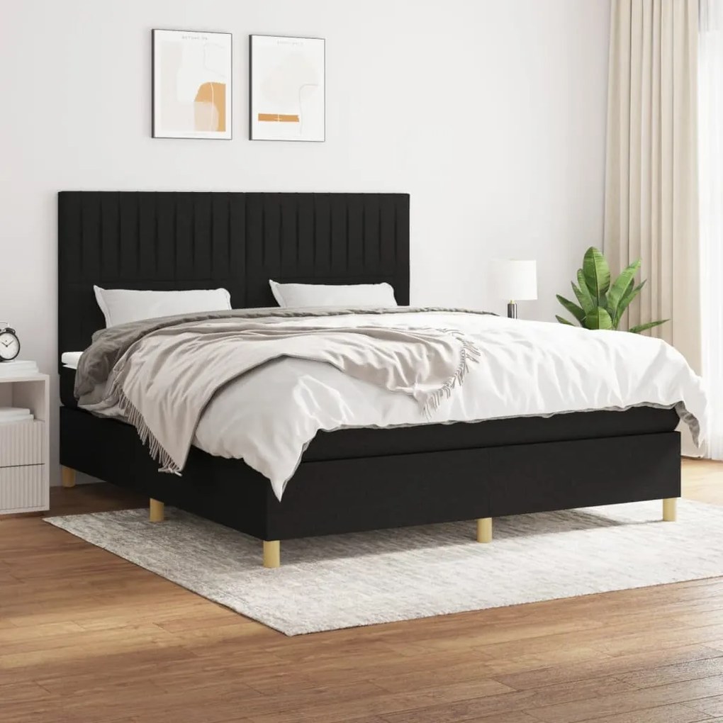 Giroletto A Molle Con Materasso Nero 160x200 Cm İn Tessuto /