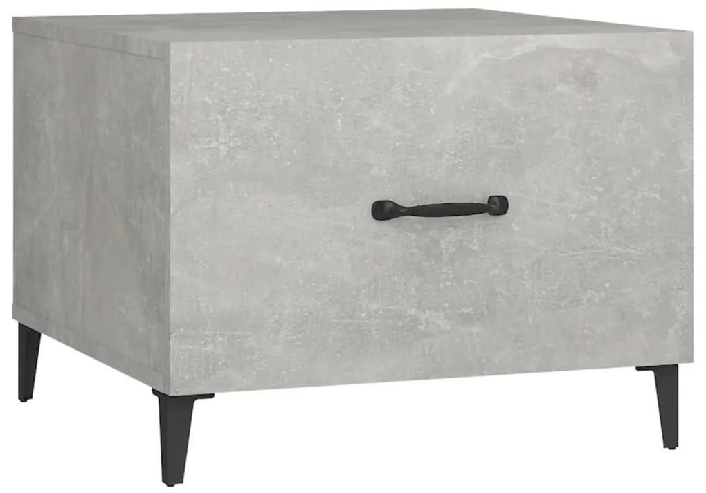 Tavolino da salotto gambe in metallo grigio cemento 50x50x40 cm