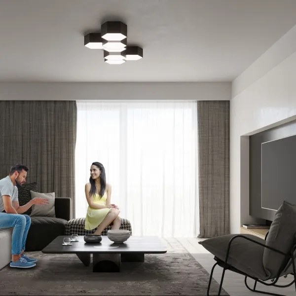 Sollux SL.1059 - Plafoniera SUNDE 2xE27/60W/230V 11,5 cm nera