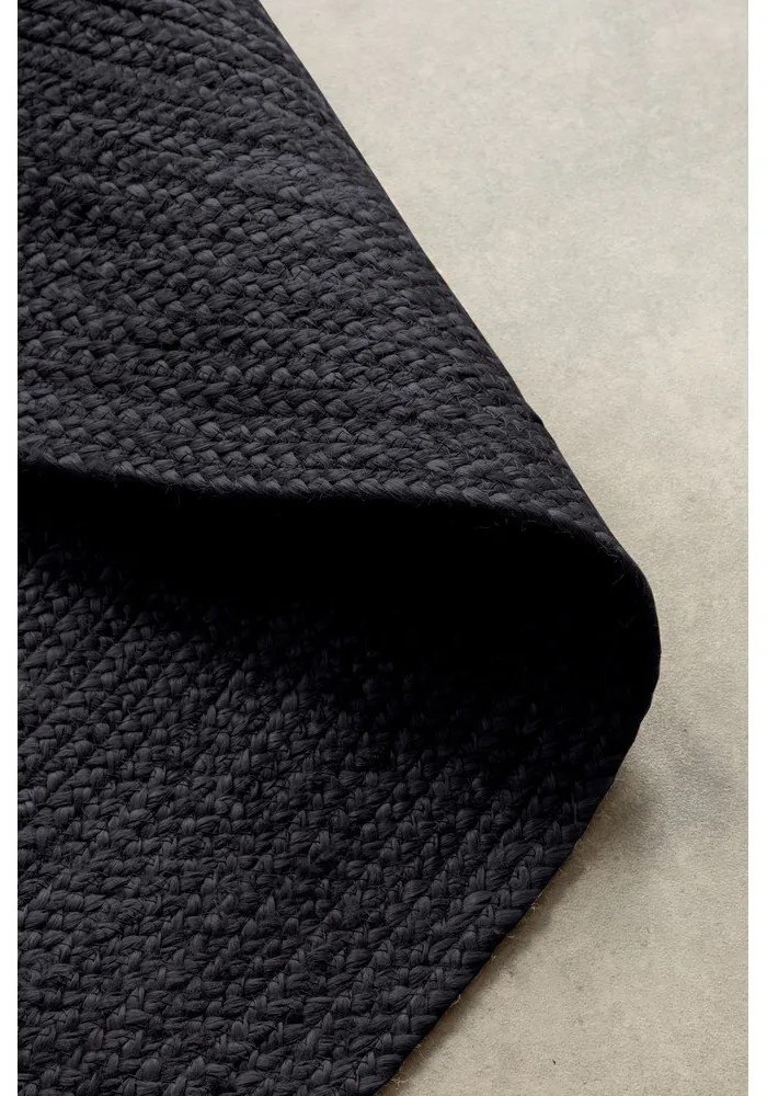 Tappeto rotondo nero in iuta reversibile/tessuto a mano ø 140 cm Braided – Hanse Home