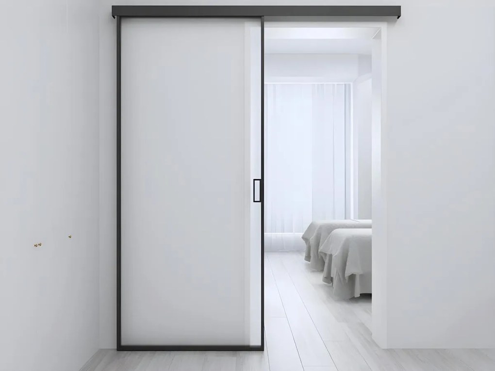 Porta scorrevole esterno muro H205 cm x L93 cm Vetro temperato smerigliato - LINCI