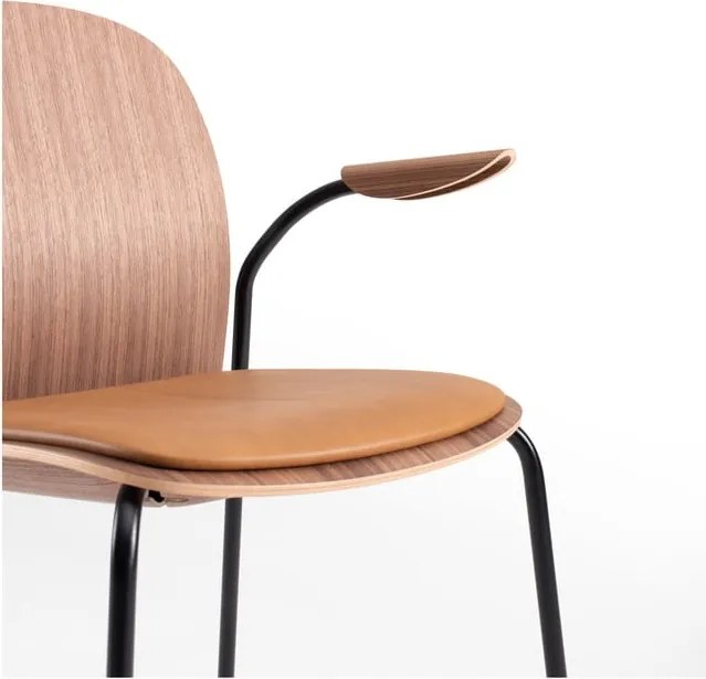 Sedie da pranzo in set marroni/marrone cognac con effetto noce con braccioli/impilabili 2 pz Book – Gazzda