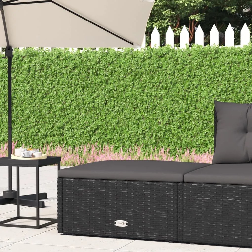 Poggiapiedi Da Giardino Con Cuscino İn Polyrattan Nero /