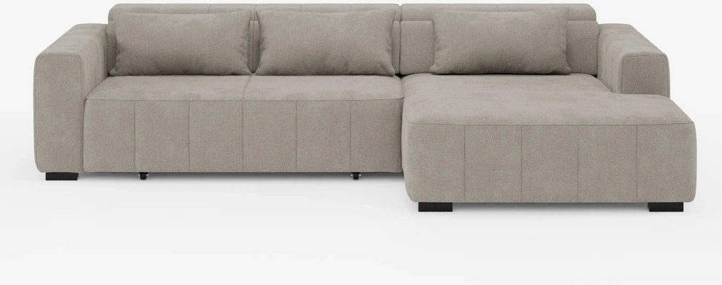 Doric Divano angolare con penisola e sedute allungabili con relax elettrico - poggiatesta reclinabili in tessuto smacchiabile T23