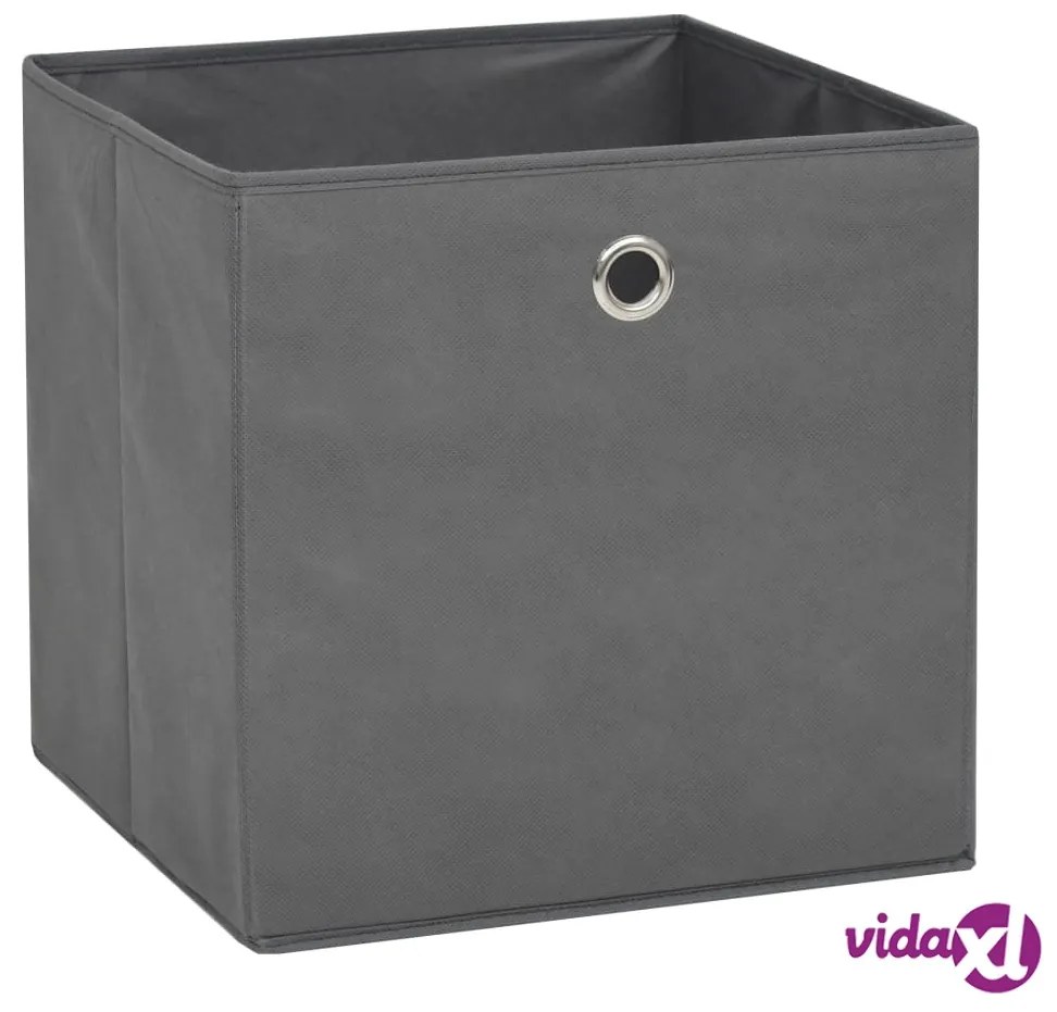 vidaXL Contenitori 4 pz in Tessuto non Tessuto 32x32x32 cm Grigio