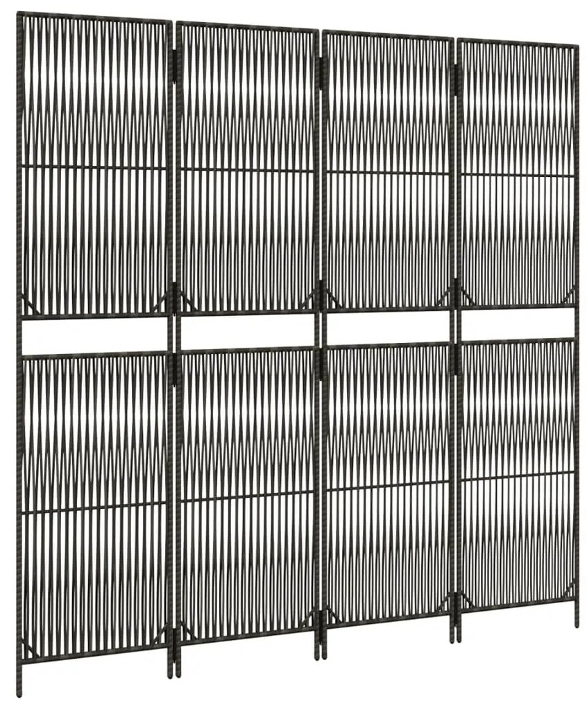 Divisorio per ambienti a 4 pannelli grigio in polyrattan