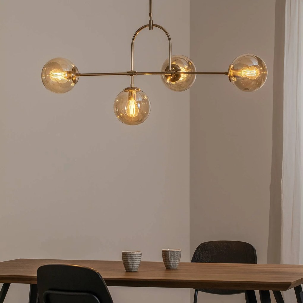 Lampada a sospensione in vetro Portemo Lucea, dimmerabile, Ottone / Oro, Soggiorno / Sala da pranzo, Metallo, Lampada a sospensione