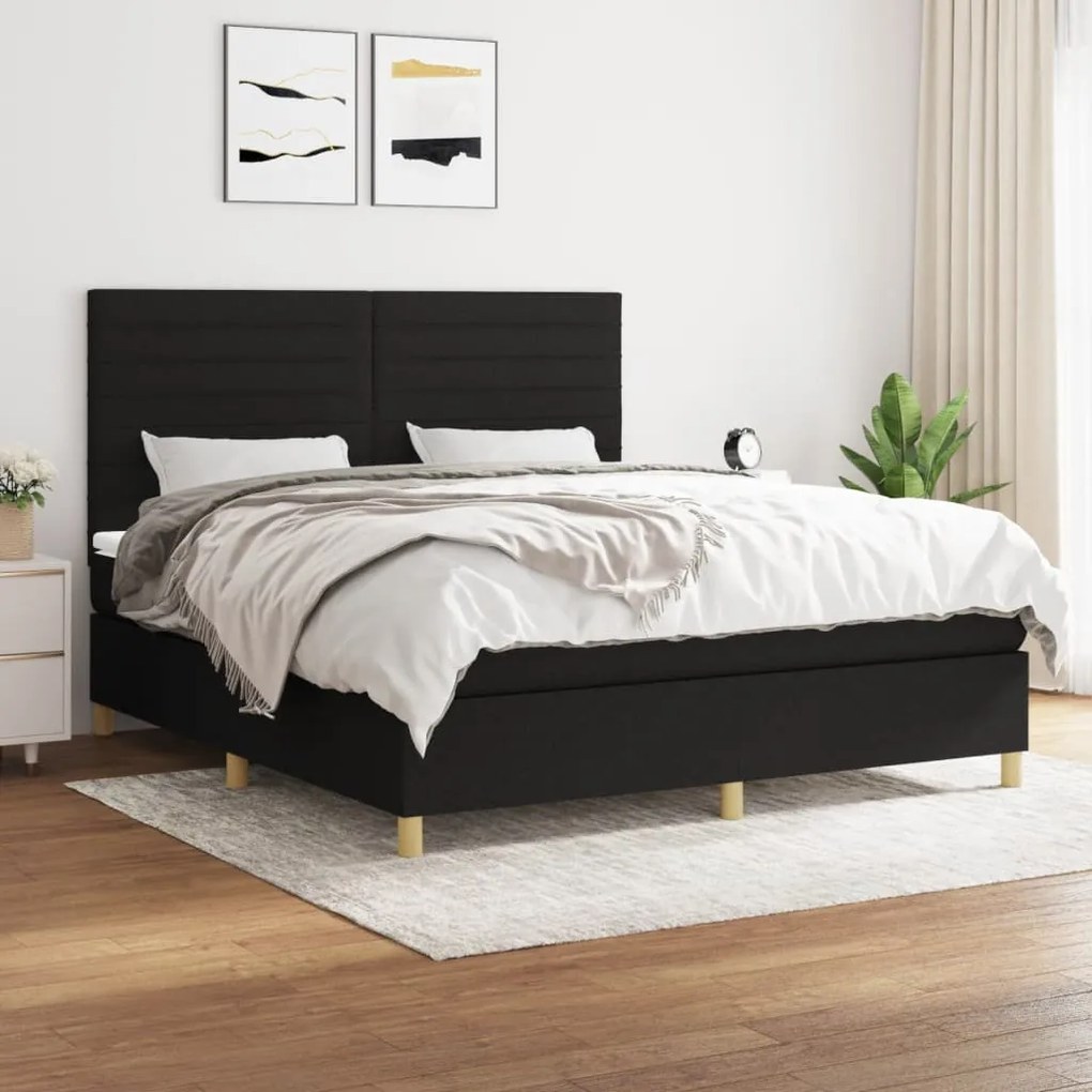 Giroletto A Molle Con Materasso Nero 160x200 Cm İn Tessuto /