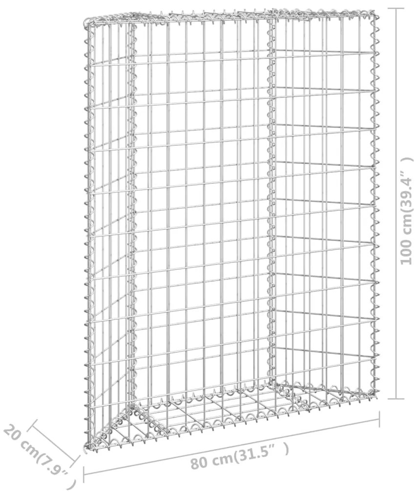 Gabbione Letto Rialzato Trapezio Acciaio Zincato 80x20x100 cm