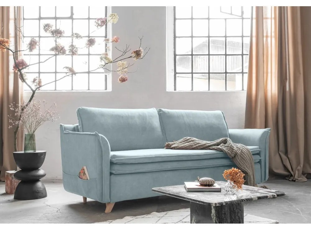 Divano in velluto azzurro 225 cm Charming Charlie - Miuform