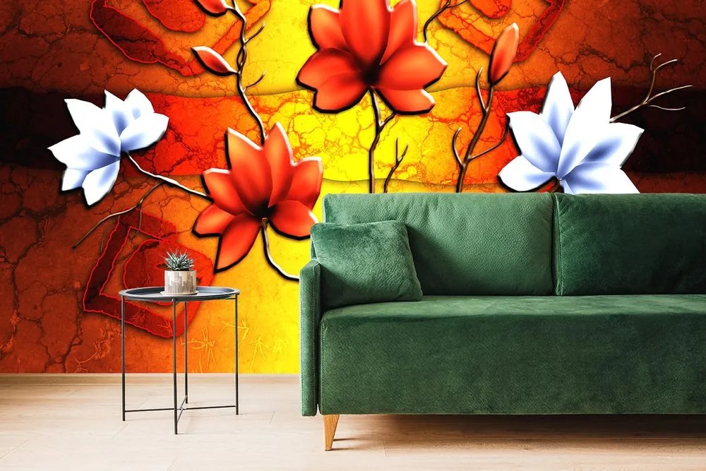 Carta da parati – Fiori in stile etnico