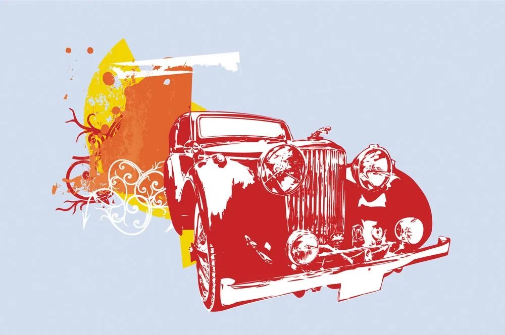 Carta da parati – Auto retrò con astrazione