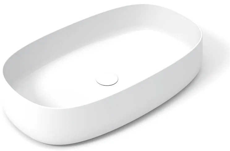 Lavabo da appoggio Wave di OLYMPIA CERAMICA ovale in ceramica L 70 x H 14 x P 40 cm bianco piletta non inclusa