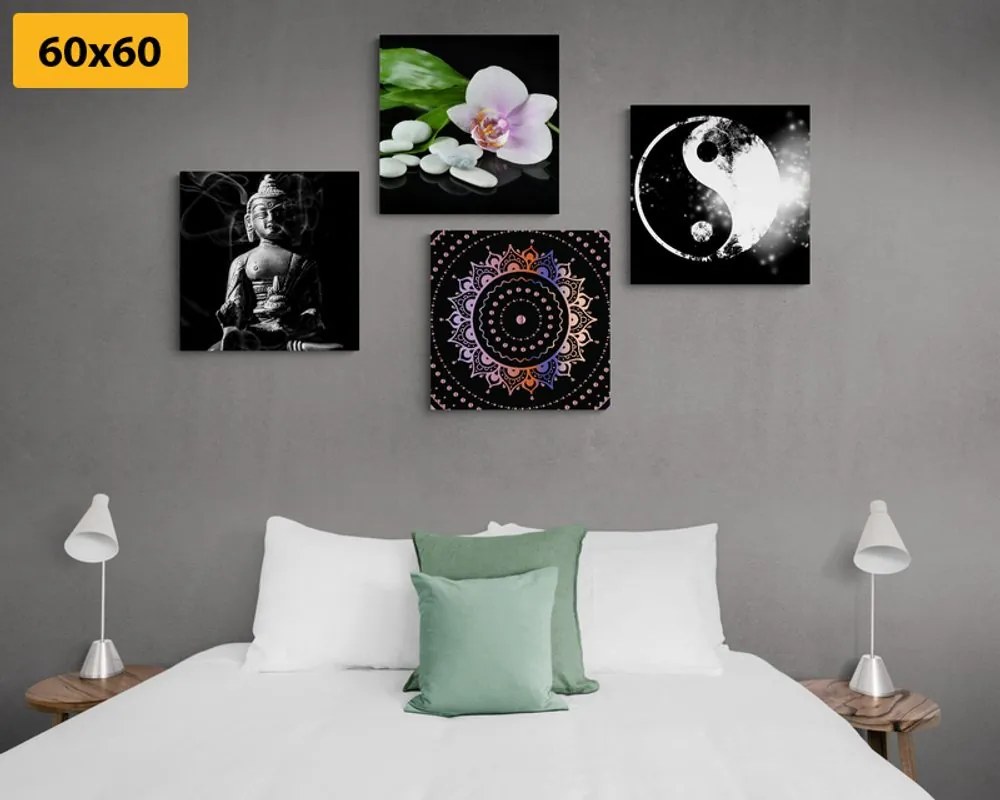 Set di quadri – Feng Shui su sfondo nero