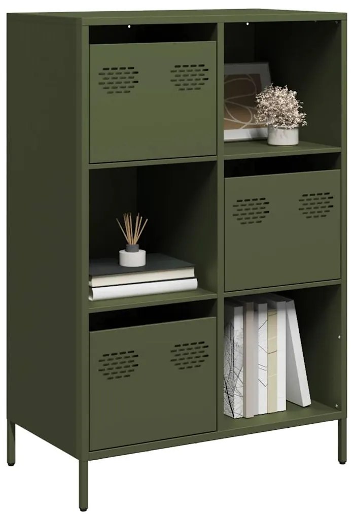 Credenza Verde Oliva 68x39x103,5 Cm İn Acciaio /