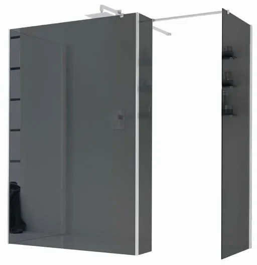 Box doccia walk-in L 68, H 200 cm, vetro 6 mm fumé