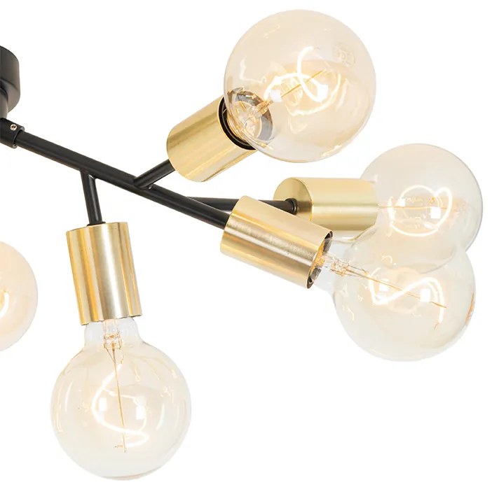 Plafoniera di design nera con oro 12 luci - Juul