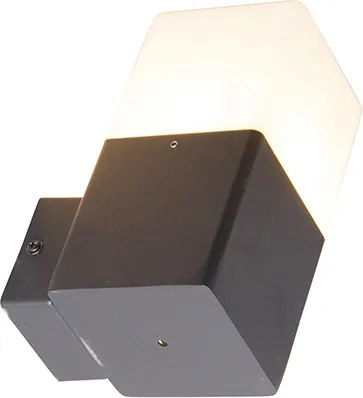 Lampada da parete per esterni nera con diffusore opalino bianco IP44 - Denmark