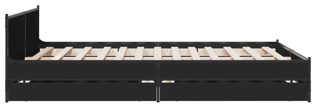 Giroletto con cassetti nero 120x190 cm in legno multistrato