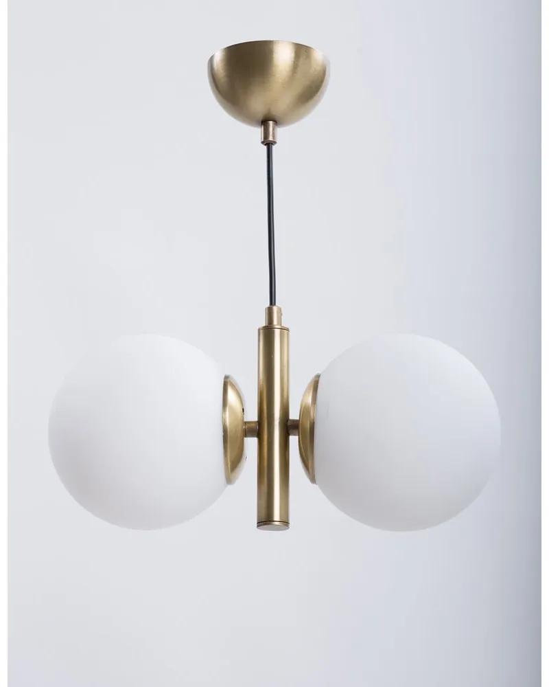 Lampada a sospensione con paralume in vetro oro e bianco ø 15 cm Monera - Squid Lighting