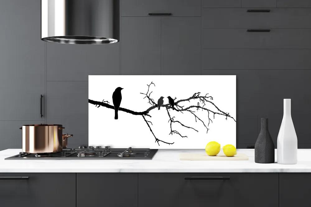 Rivestimento parete cucina Ramo Di Uccelli Arte Della Natura 100x50 cm