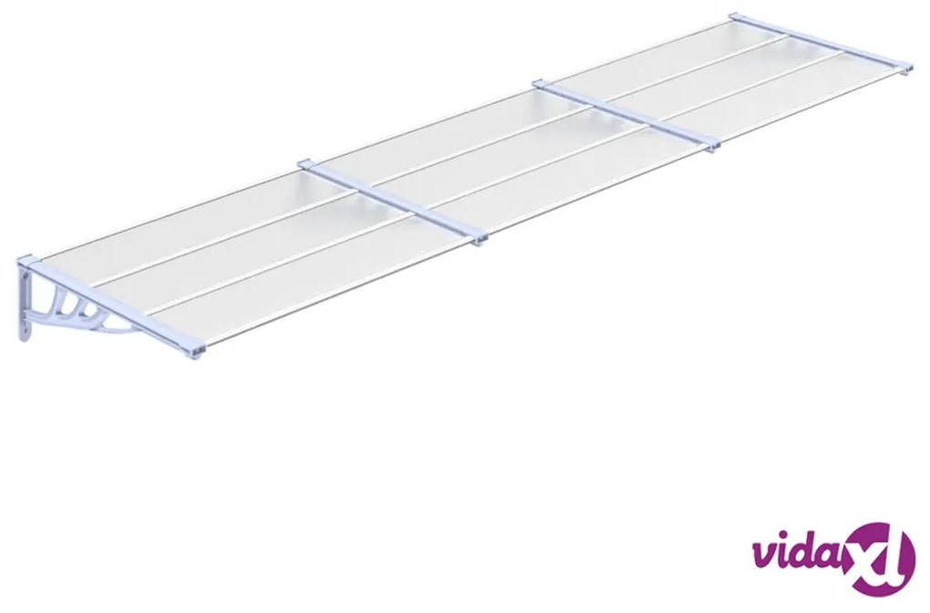 vidaXL Tettoia per Porta Grigio e Trasparente 358,5x90cm Policarbonato