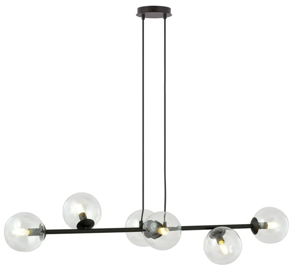 Lampadario a sospensione con filo ROSSI 6xE14/10W/230V nero/limpido