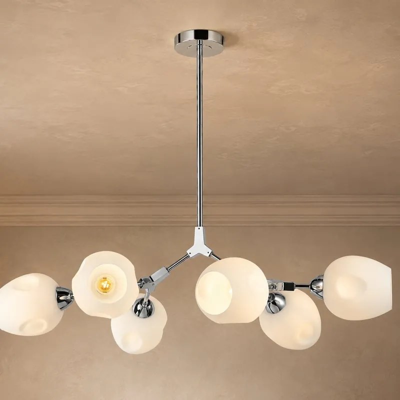Lampadario Livorno cromo paralume bianco 6x E27 LA MIA LUCE