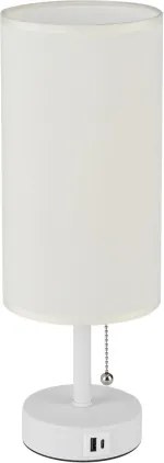 Brilagi - Lampada da tavolo con porta USB TABLON 1xE27/25W/230V bianca/crema