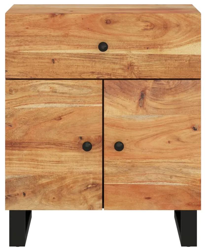 Comodino 50x33x60 cm legno massello acacia e legno multistrato
