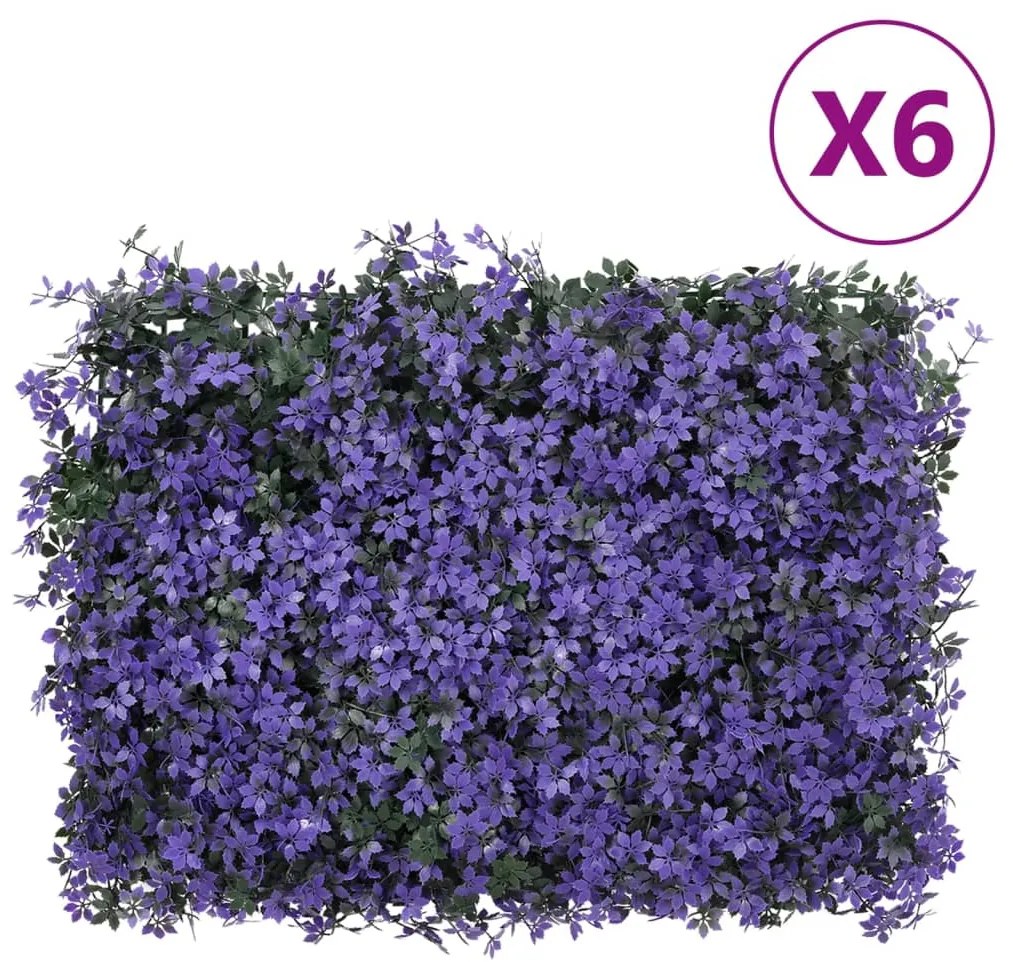  vidaXL Recinzione Foglie Artificiali 6 pz Viola 40x60 cm