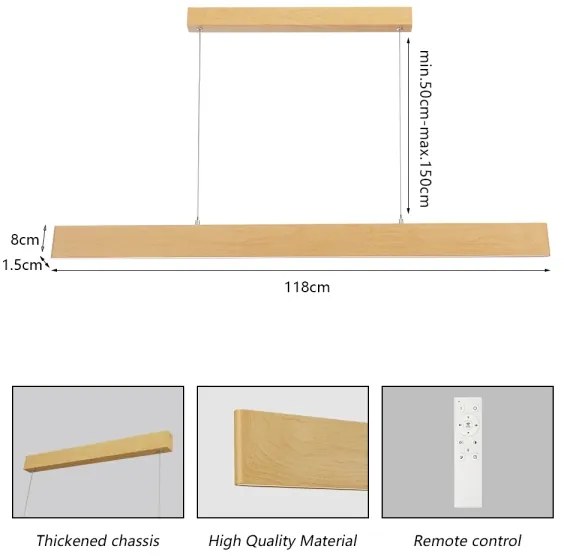 Brilagi - Sospensione LED dimmerabile su cavo SLIMLINE LED/40W/230V 3000-6000K finitura rovere + telecomando