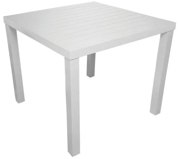 Tavolo da pranzo per giardino Sandy in alluminio con piano in teak bianco per 4 persone 80x80cm