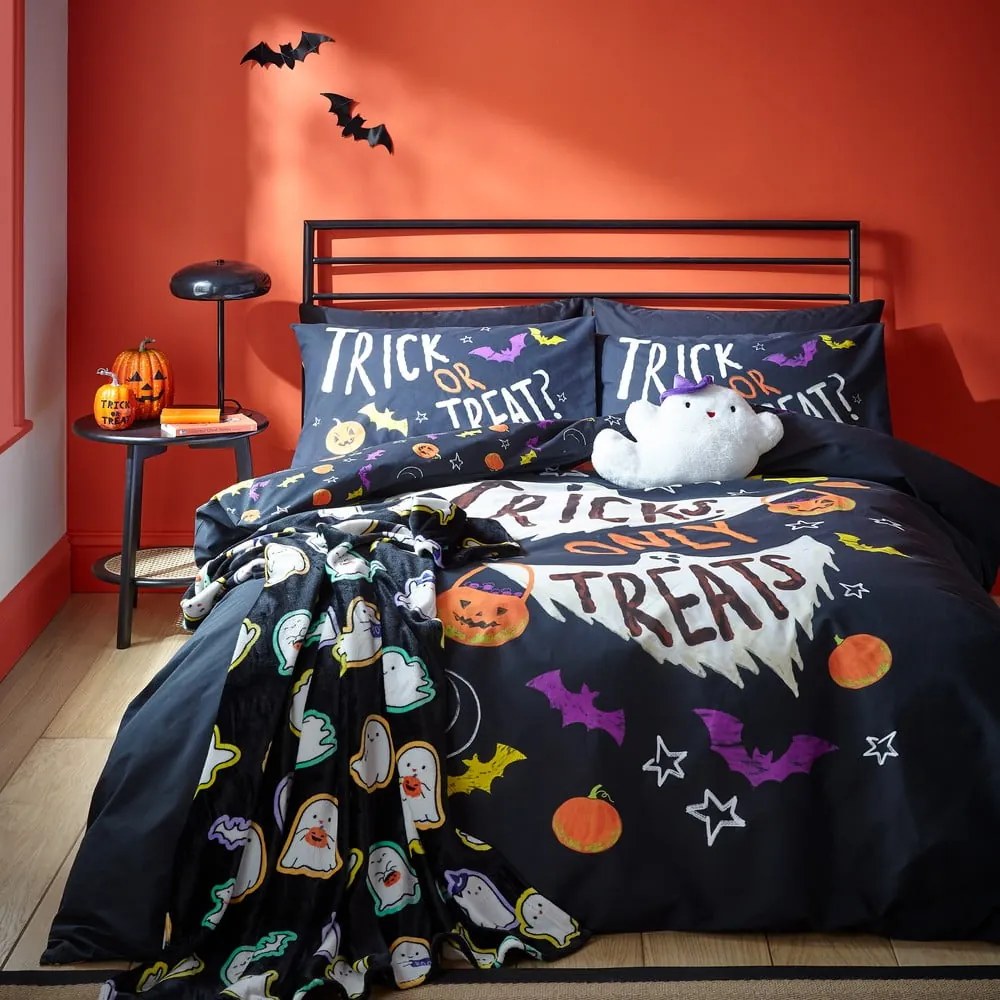 Set copripiumino e federa nero per letto singolo 135x200 cm Halloween Trick or Treat – Catherine Lansfield