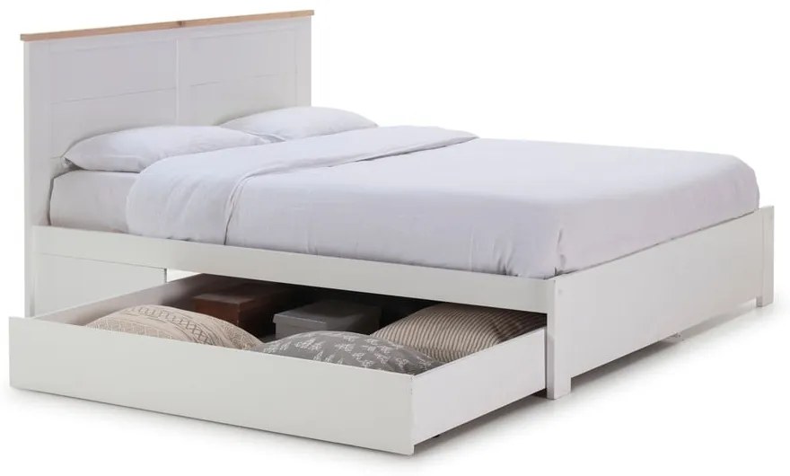 Letto matrimoniale bianco con contenitore 140x190 cm Gabi - Marckeric