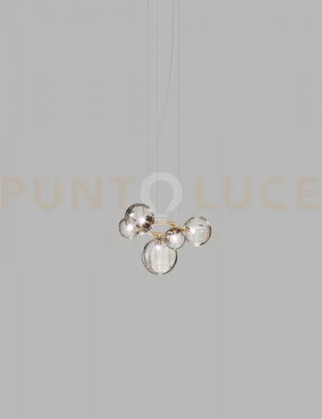 Puppet ring sospensione 5 fume' trasparente oro satinato 5 luci att...