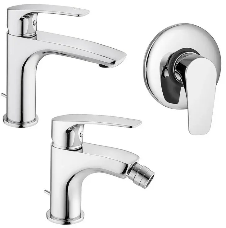 Set miscelatori Paffoni Lime lavabo bidet e doccia incasso in ottone cromo