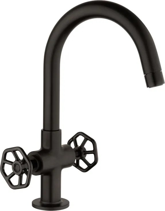 Rubinetto per lavabo Flower nero JACUZZI RUBINETTERIA getto laminare cristallino a canna alta