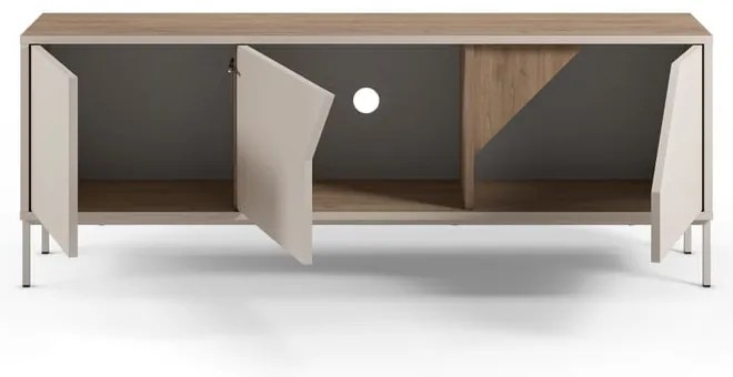 Cassettiera effetto rovere in colore crema-naturale 150x55x35 cm Lilou - Marckeric