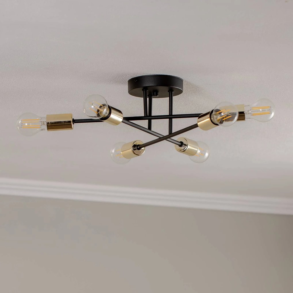 Plafoniera soffitto Anvil Euluna, dimmerabile, Nero, Soggiorno / Sala da pranzo, Metallo, Moderno, Plafoniera