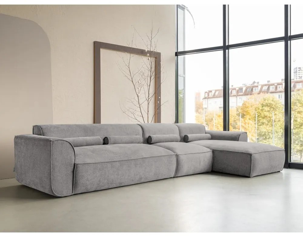 Divano angolare componibile in grigio chiaro (con penisola a destra) Flex Felix – Miuform